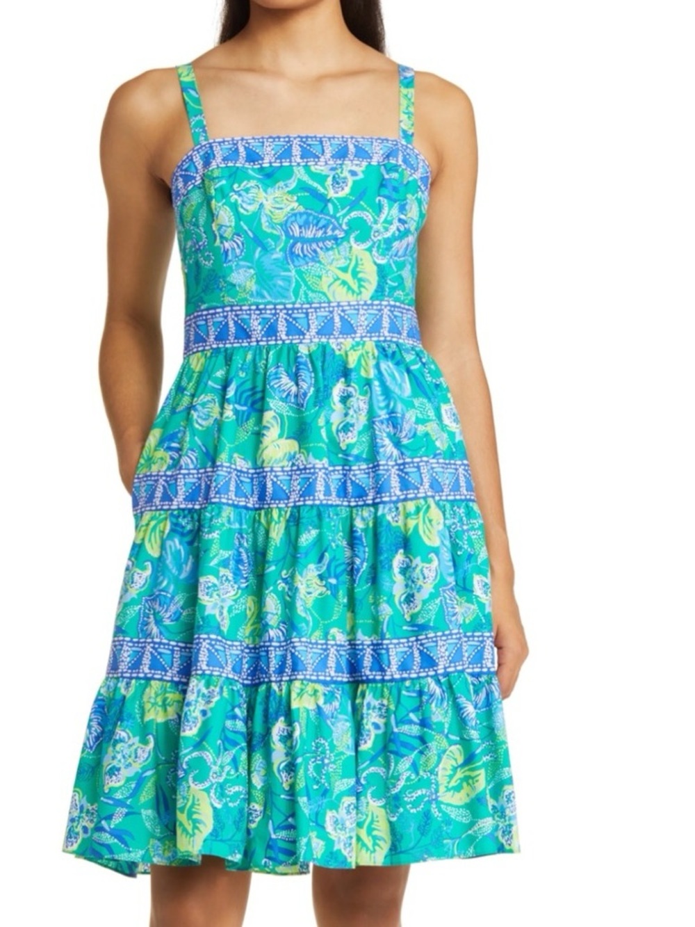 Lilly Pulitzer Casidee Cotton Dress in Botanical Green in a flutter